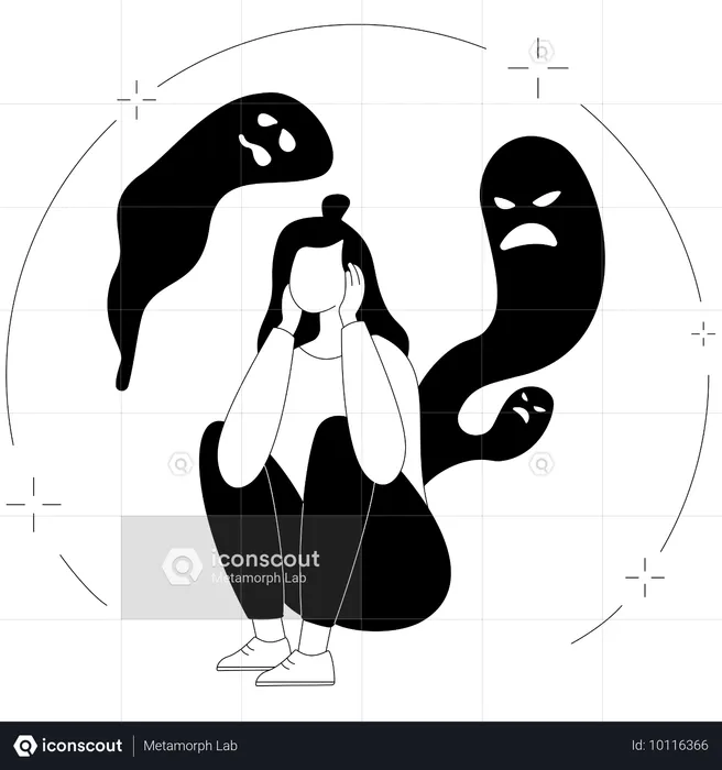 Girl having Psychotic Disorders  Illustration