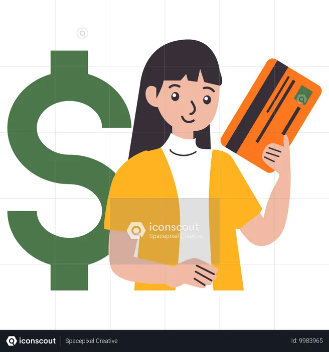 Girl having Savings Account  Illustration