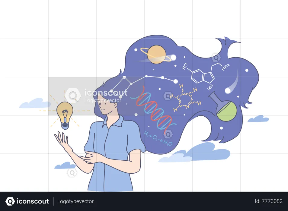 Girl having science idea  Illustration