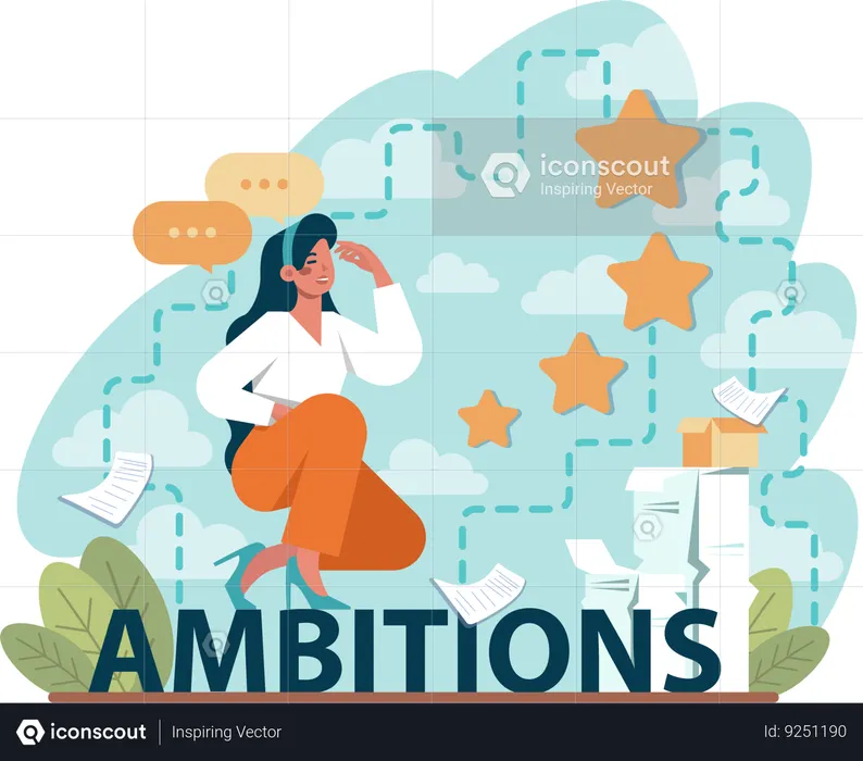 Girl having work ambitions  Illustration