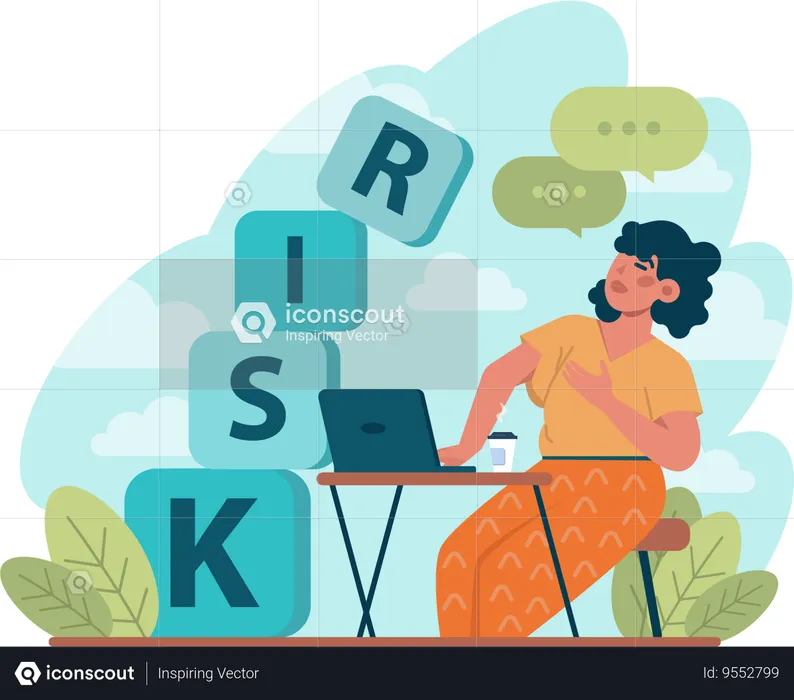 Girl having work risk  Illustration