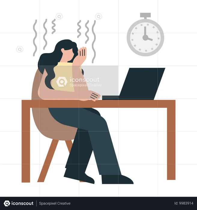 Girl having Workplace Stress  Illustration