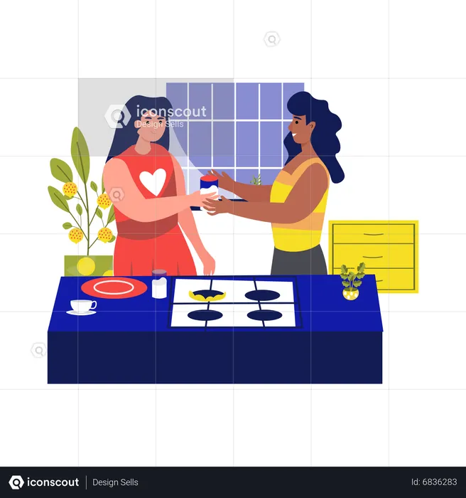 Girl helping in cooking  Illustration