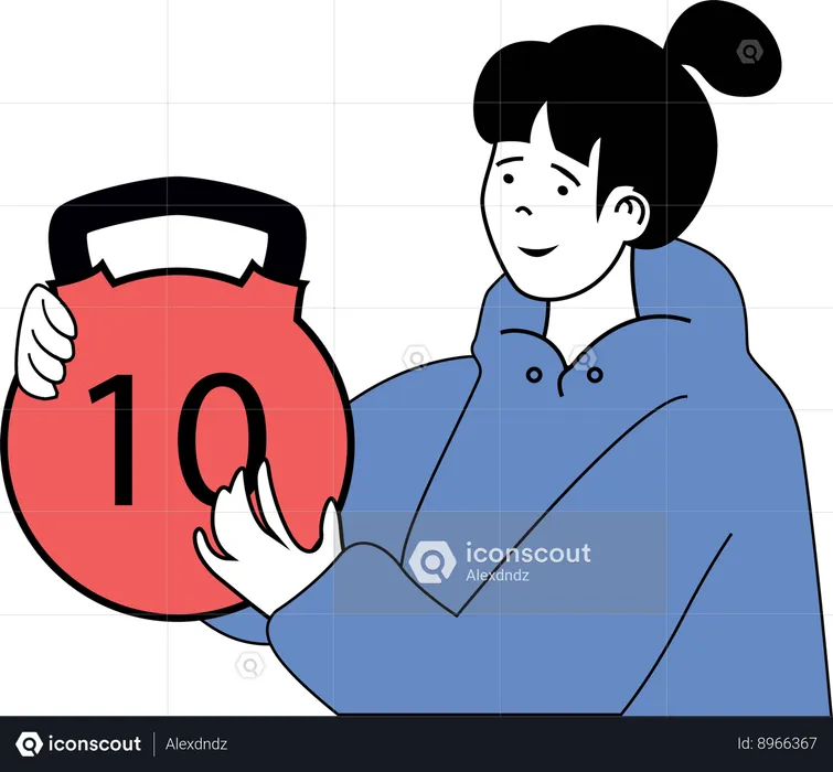 Girl hold kettle bell for exercise  Illustration