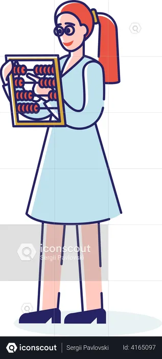 Girl holding abacus  Illustration