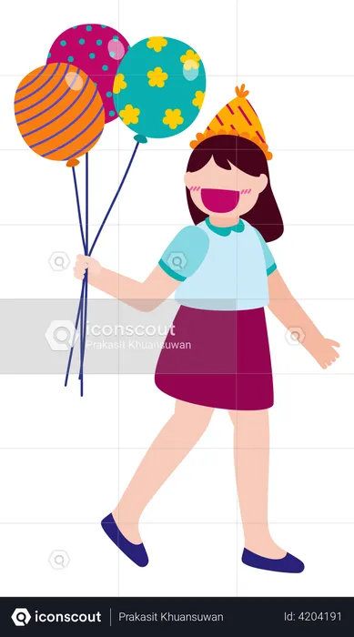 Girl holding balloon  Illustration