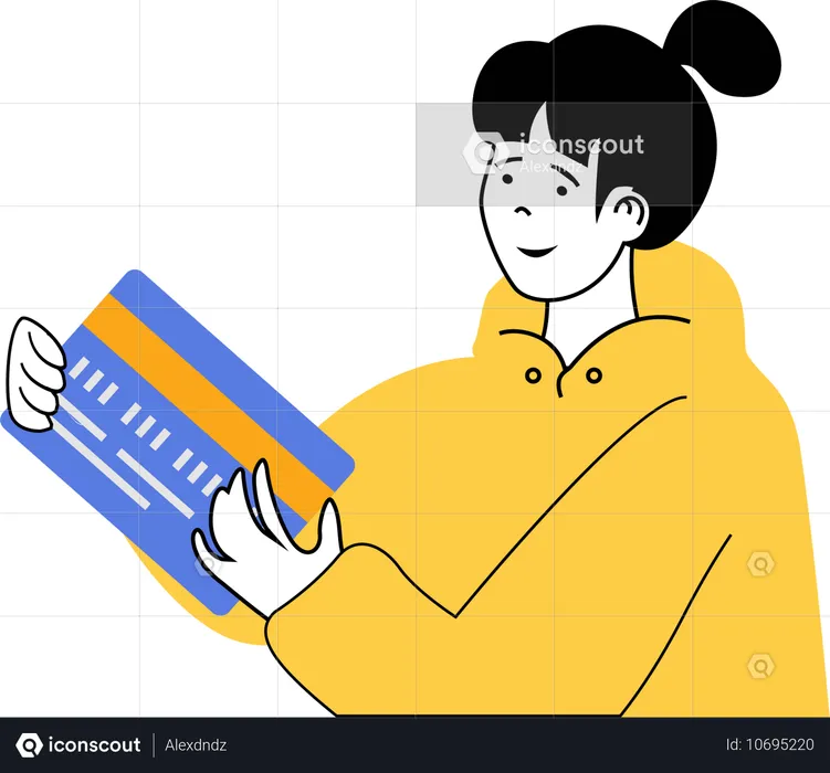 Girl holding bank card  Illustration