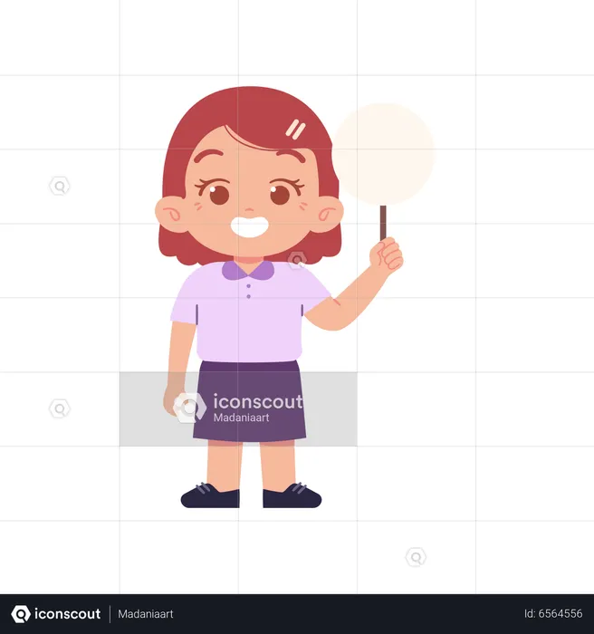 Girl Holding Blank Board In Right Hand  Illustration