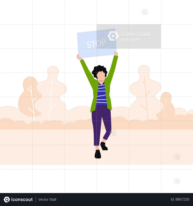 Girl holding board  Illustration