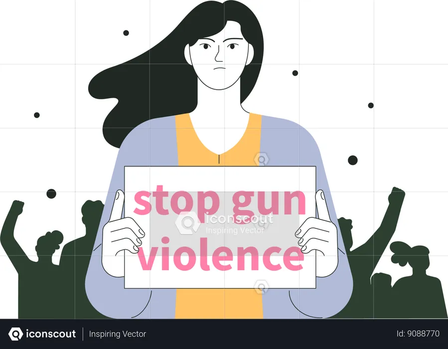 Girl holding board of stop violence  Illustration