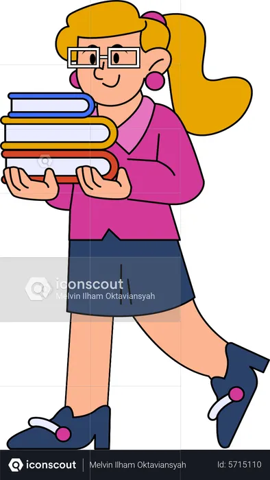Girl holding books  Illustration