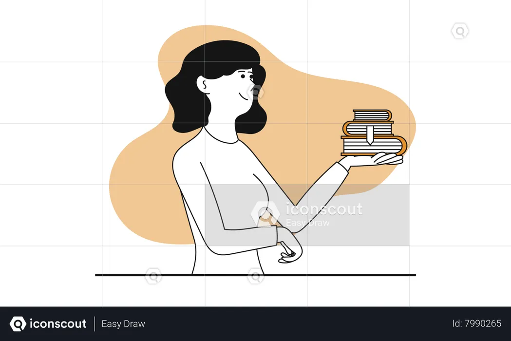 Girl holding books  Illustration