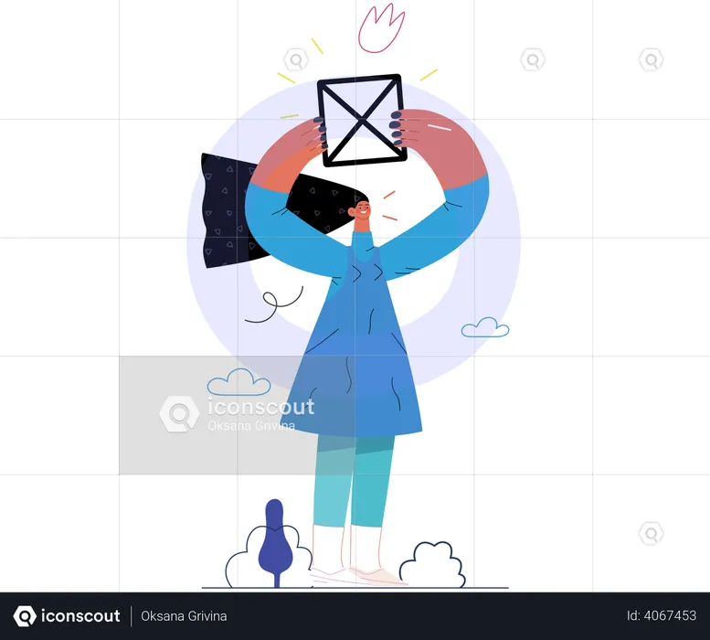 Girl holding box  Illustration