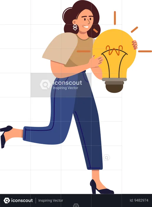 Girl holding bulb  Illustration