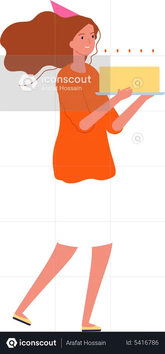 Girl holding cake  Illustration