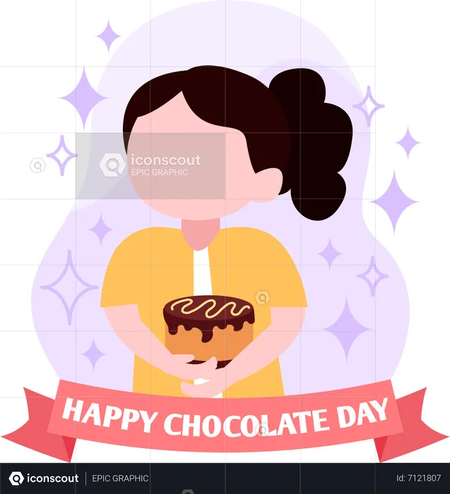 Girl holding cake  Illustration