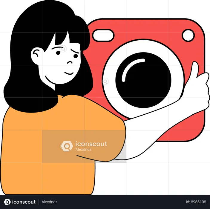 Girl holding camera  Illustration