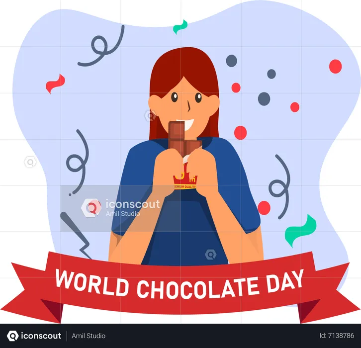 Girl holding chocolate  Illustration