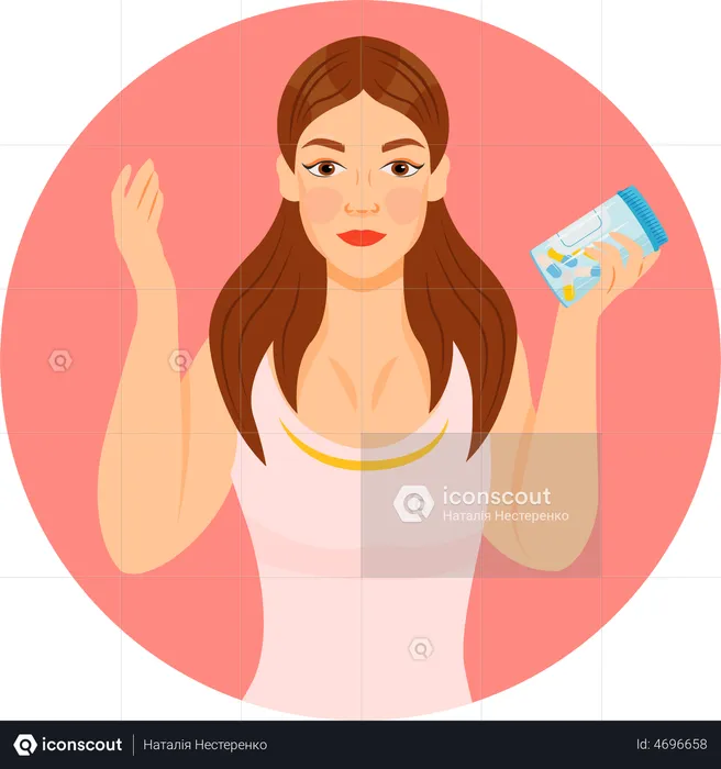 Girl holding cosmetics product  Illustration