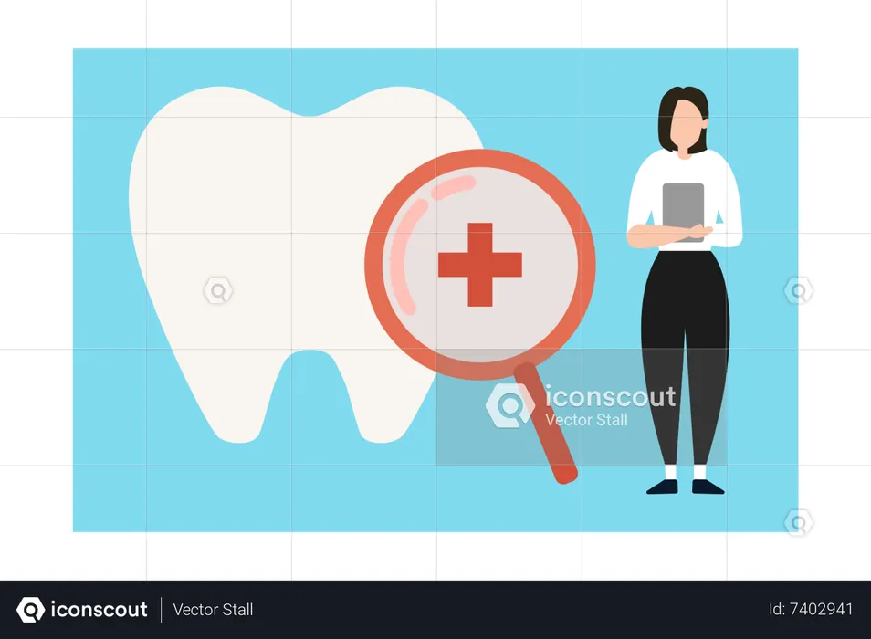 Girl holding dental report  Illustration