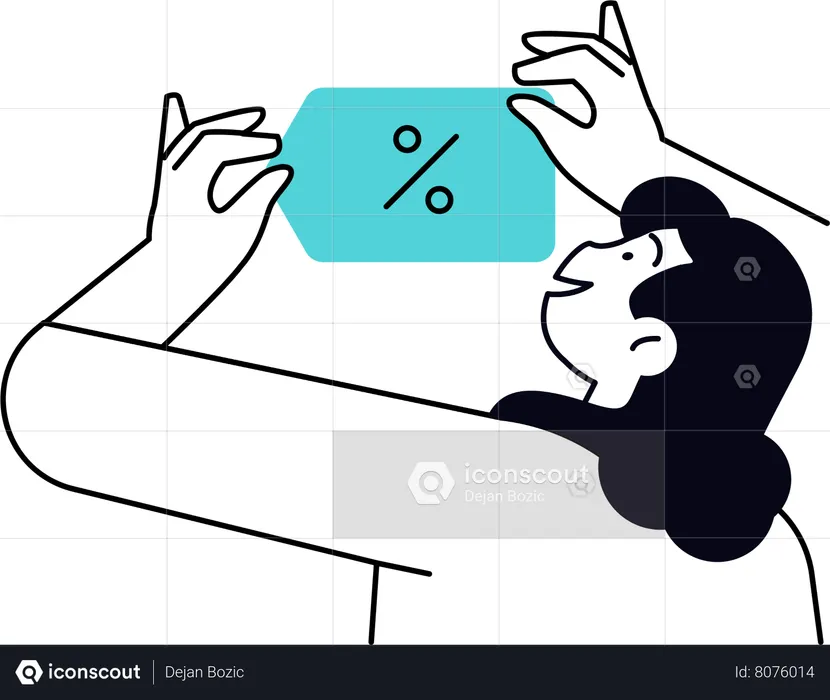 Girl holding discount tag  Illustration