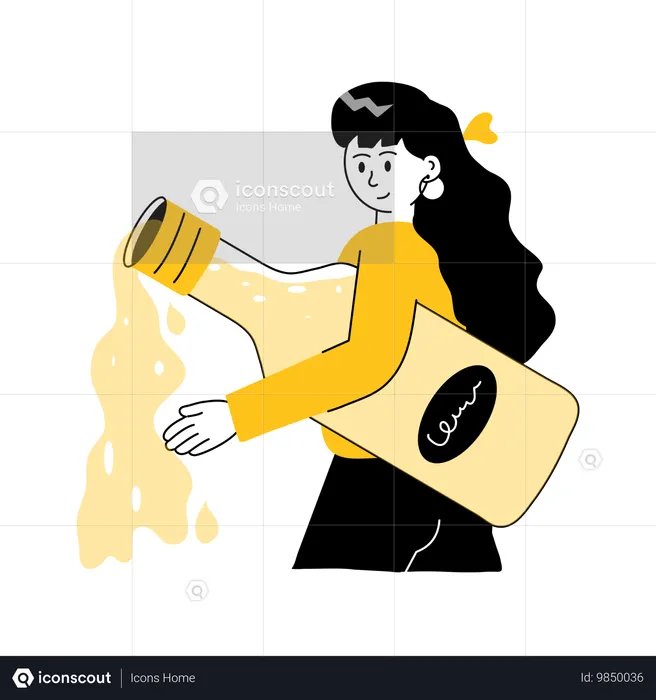 Girl holding drink bottle for Hydrated  Illustration