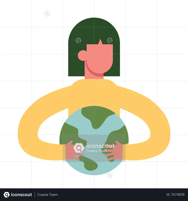 Girl holding earth  Illustration