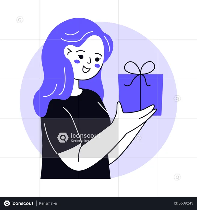 Girl holding gift  Illustration