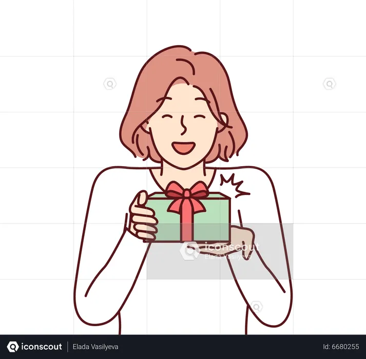 Girl holding gift box  Illustration