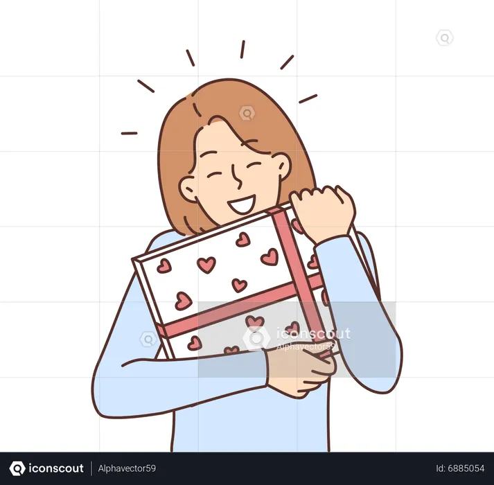 Girl holding gift  Illustration