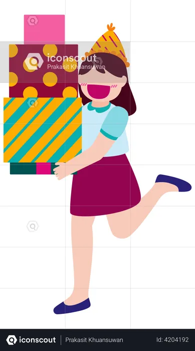 Girl holding gifts  Illustration