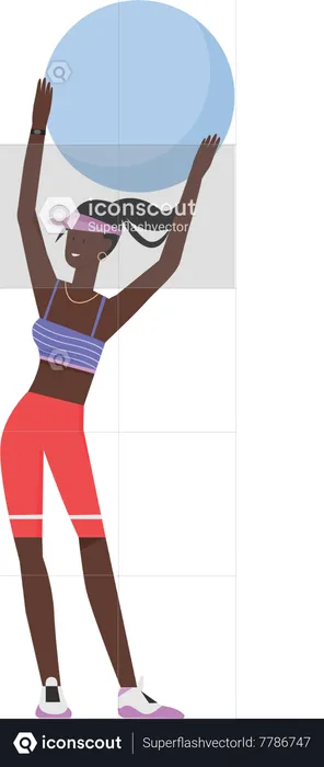 Girl holding gym ball  Illustration