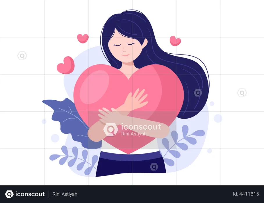 Girl holding heart  Illustration