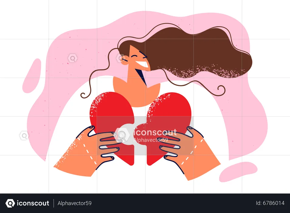 Girl holding heart  Illustration