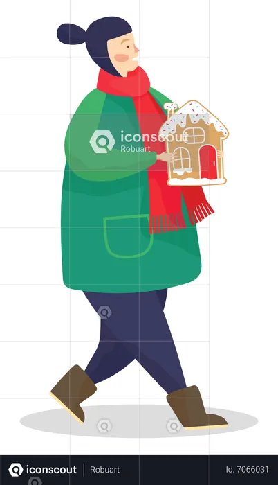 Girl holding home  Illustration
