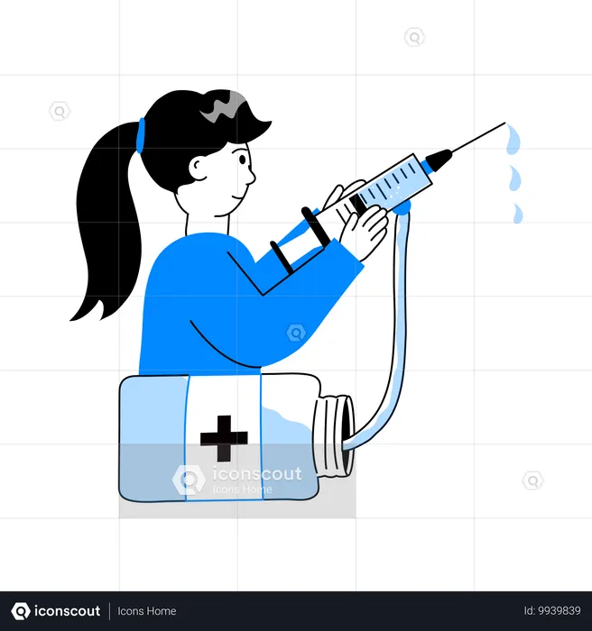 Girl holding Injection  Illustration