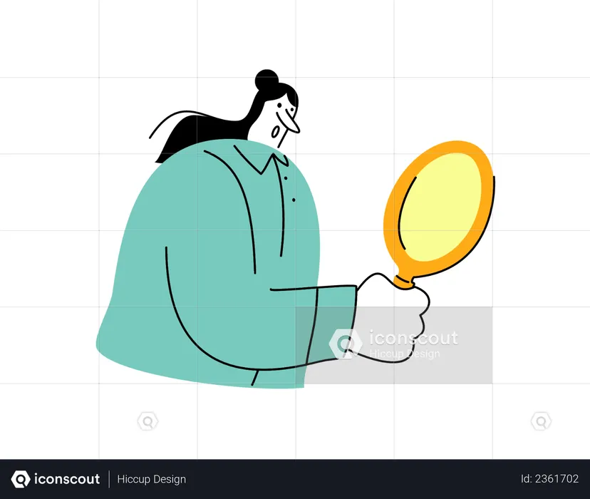 Girl holding mirror in her hand  Illustration