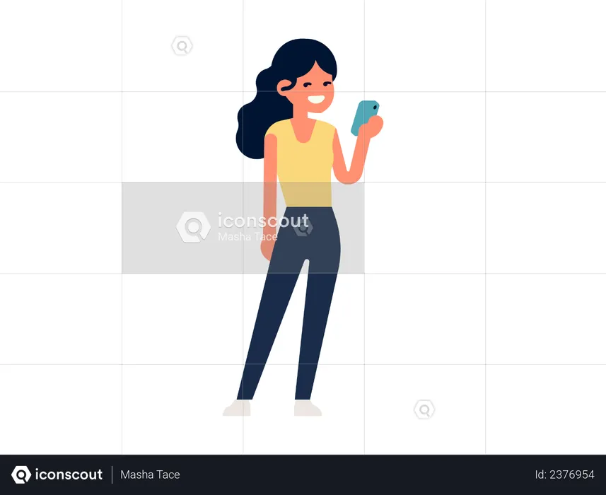 Girl holding mobile  Illustration