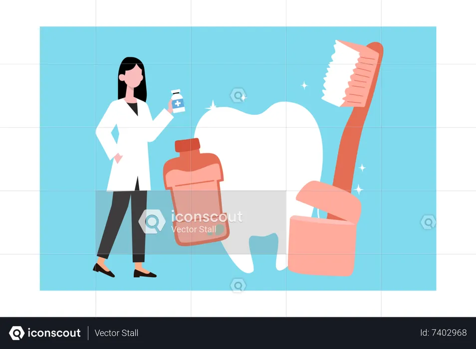 Girl holding mouthwash  Illustration