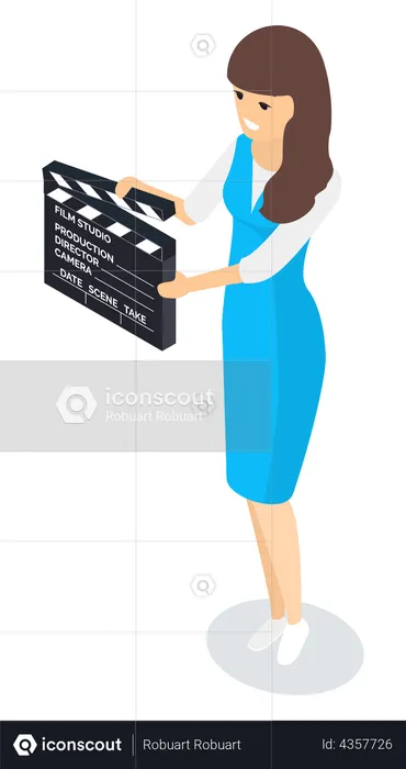 Girl holding movie clapper  Illustration