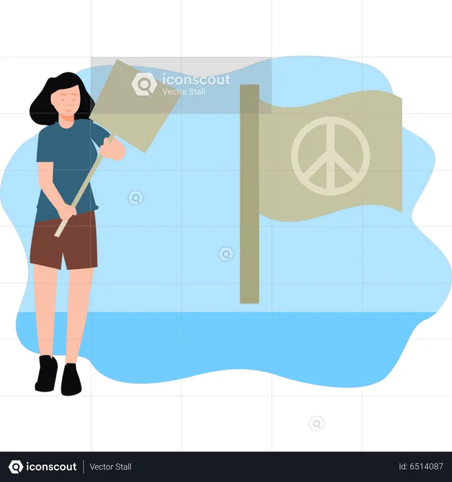 Girl holding peace board  Illustration