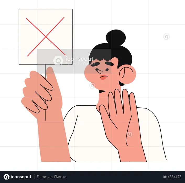 Girl holding placard  Illustration