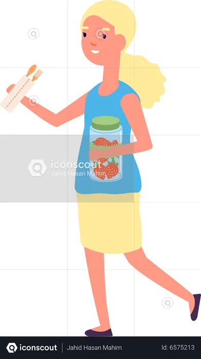 Girl holding reusable brush  Illustration