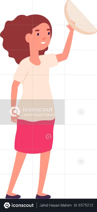 Girl holding reusable comb  Illustration