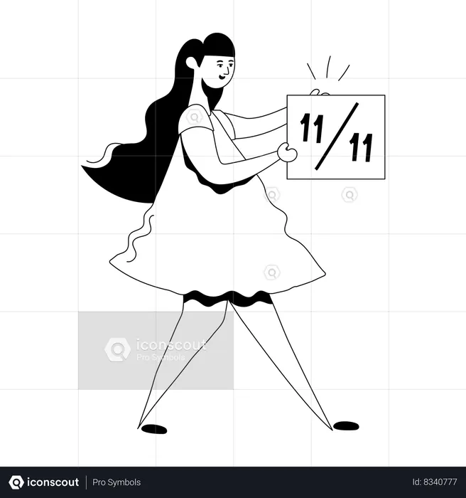 Girl holding score board  Illustration