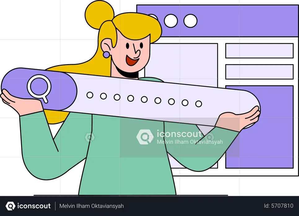 Girl holding search bar  Illustration