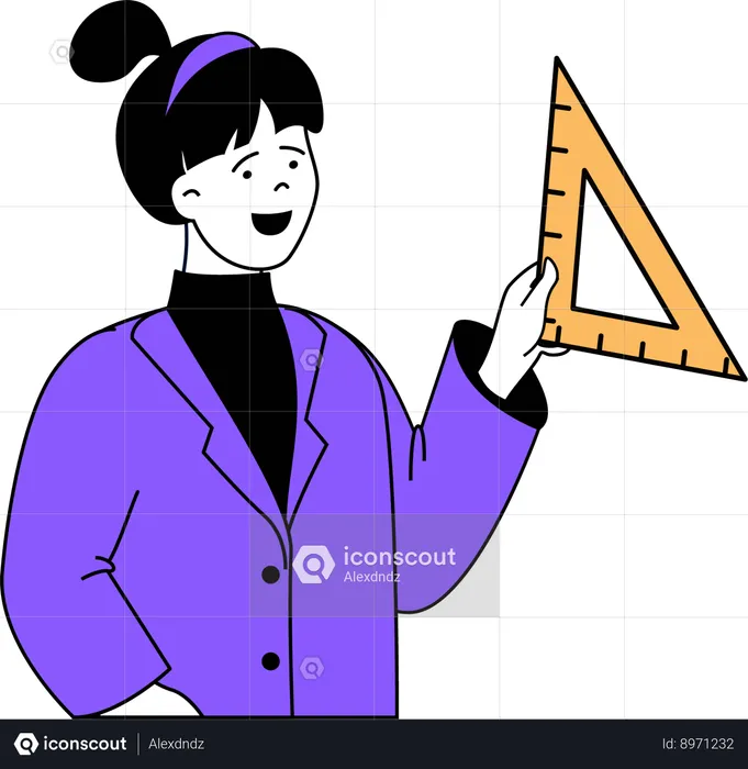 Girl holding set square  Illustration