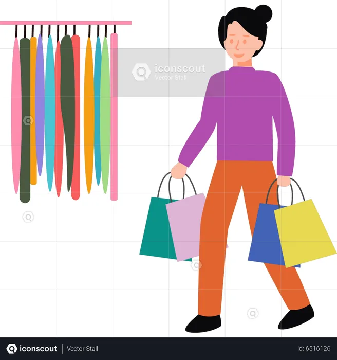 Girl holding shopping bag  Illustration