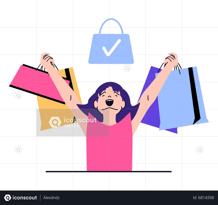 Girl holding shopping bag  Illustration