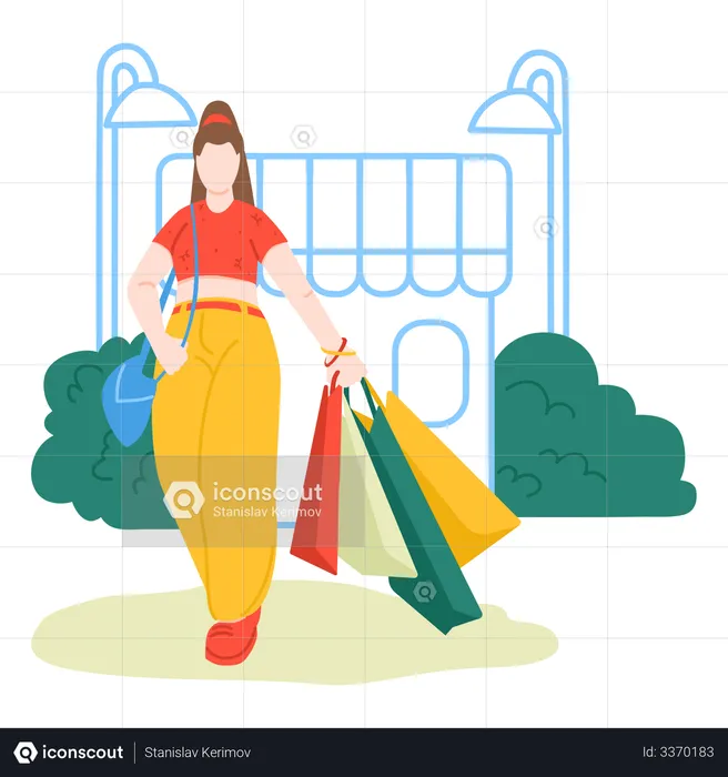 Girl holding shopping bags  Illustration